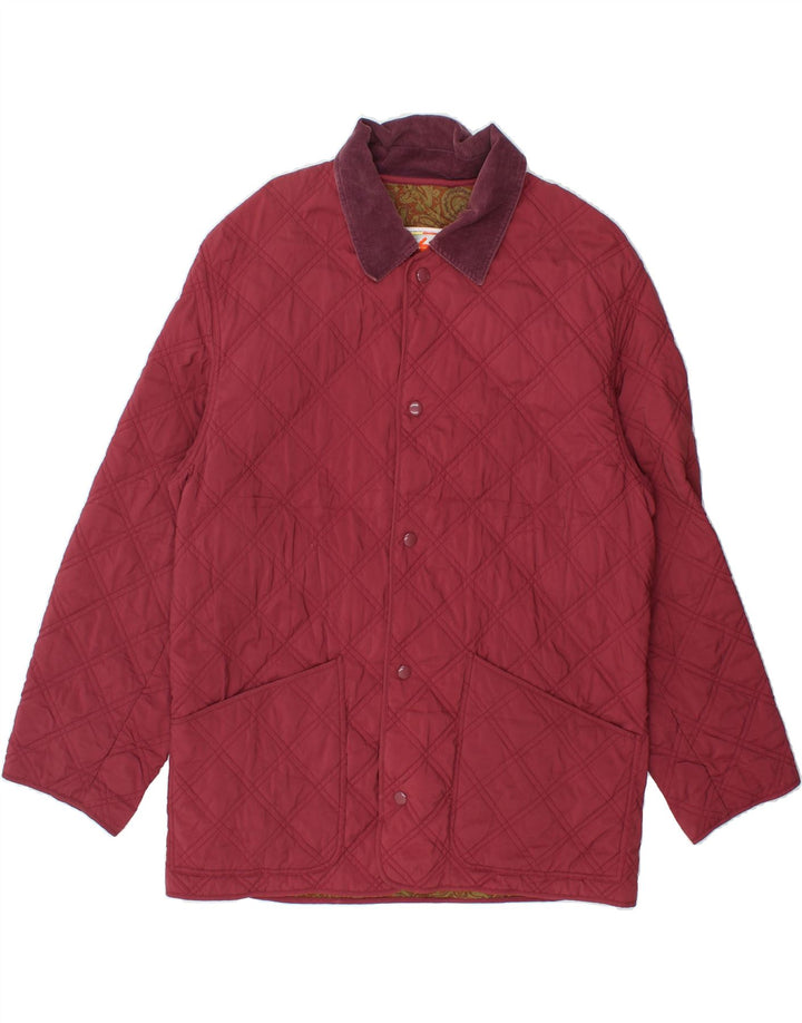 STEFANEL Mens Quilted Jacket UK 38 Medium Burgundy Polyester Vintage Stefanel and Second-Hand Stefanel from Messina Hembry 