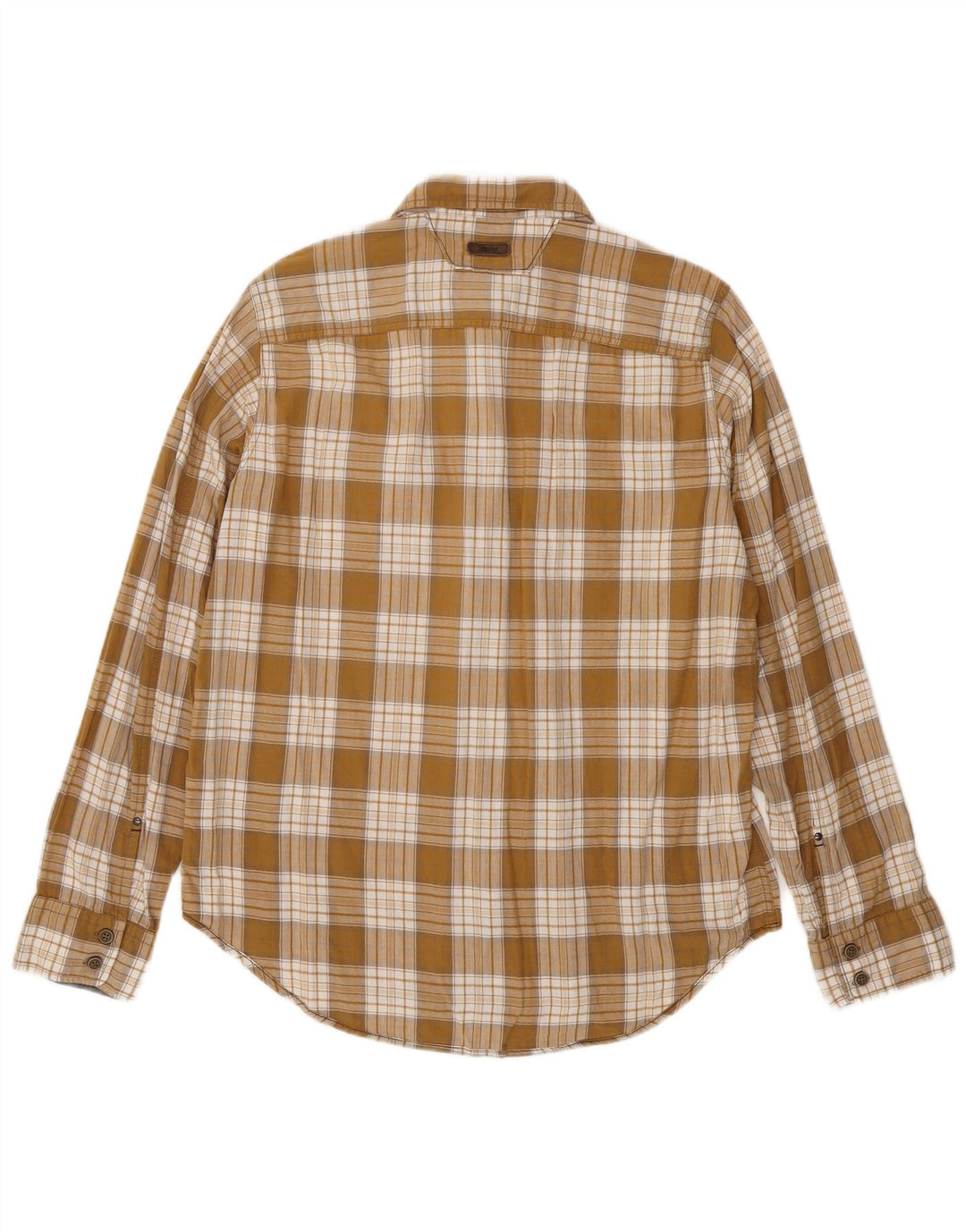 MARLBORO CLASSICS Camisa masculina de flanela de ajuste regular, algodão xadrez bege médio