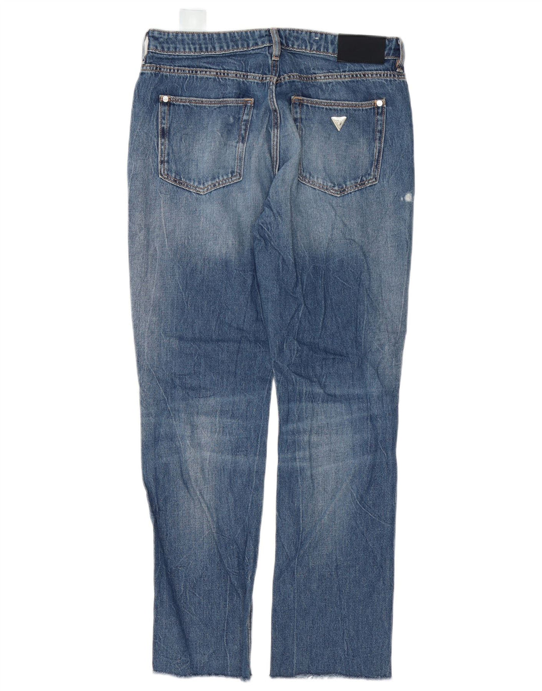 Guess Calça jeans reta feminina desgastada 29 L30 algodão azul