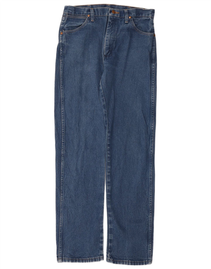 Wrangler Mens Straight Jeans W32 L34 Azul Algodão