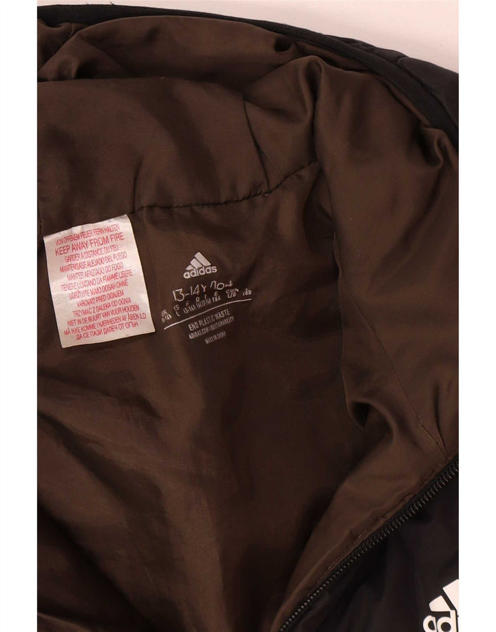 Jaqueta acolchoada com capuz para meninos Adidas 13-14 anos cáqui colorblock poliéster