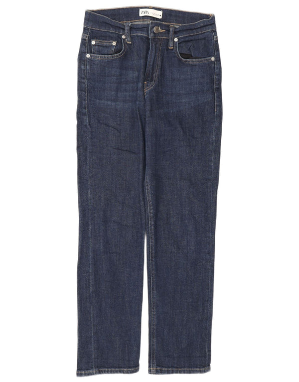 Calça jeans reta feminina Zara EU 36 XS W26 L28 azul algodão