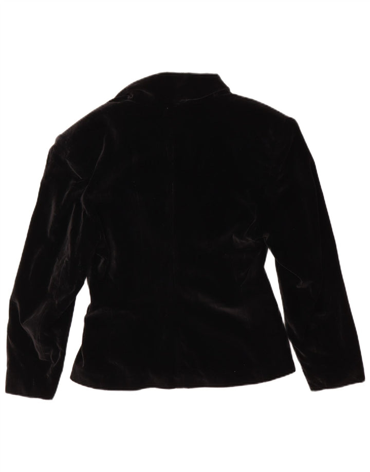 Jaqueta blazer feminina vintage de veludo com peito duplo Reino Unido 10 pequena preta