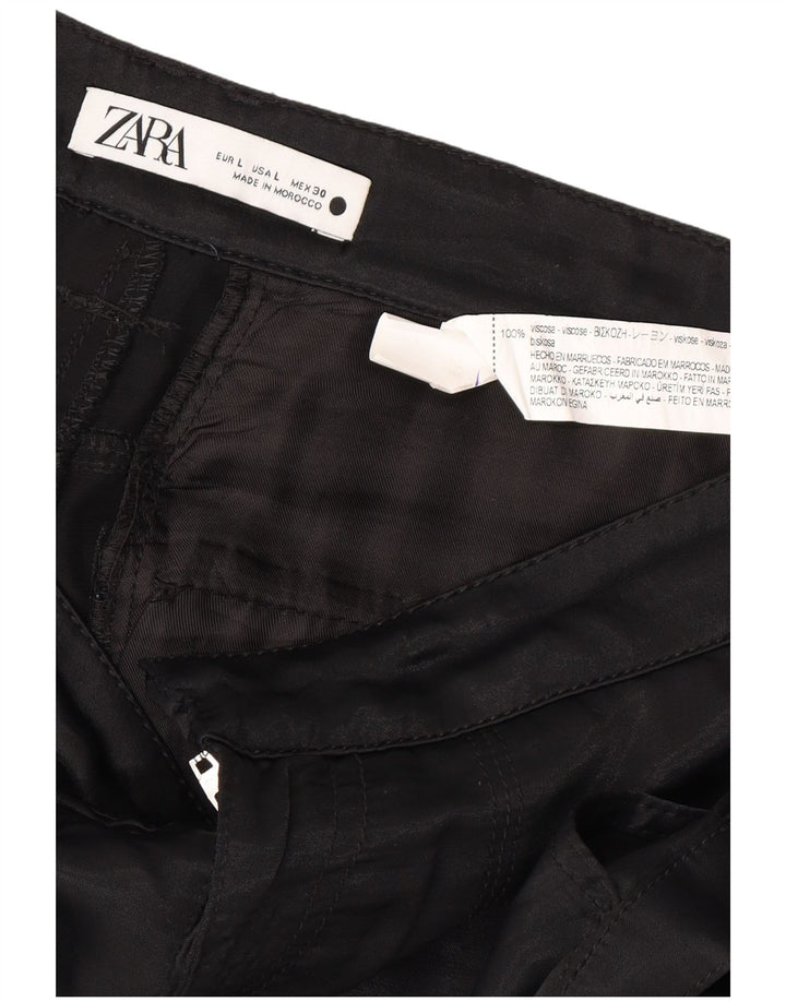 ZARA Womens Joggers Cargo Trousers Large W34 L32 Black Viscose