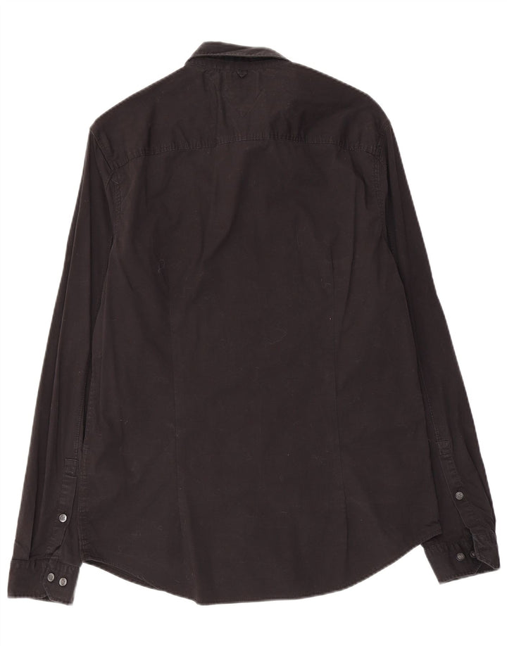 Camisa masculina Tommy Hilfiger Slim Fit grande algodão preto