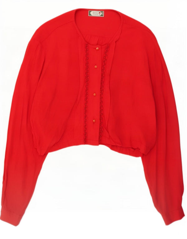 Blusa vintage feminina cropped oversized Reino Unido 16 grande vermelha