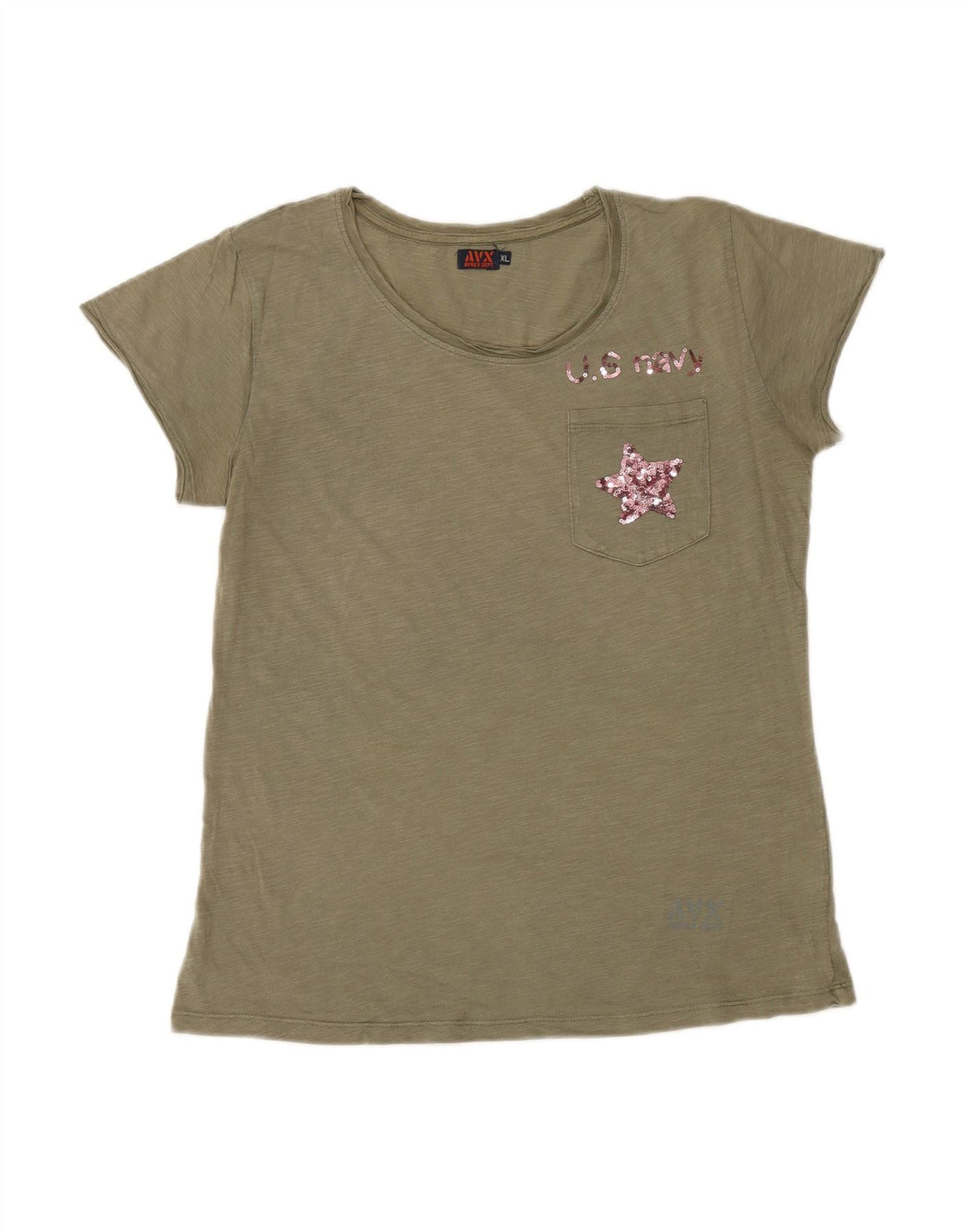 Camiseta feminina Avirex UK 18 XL algodão cáqui