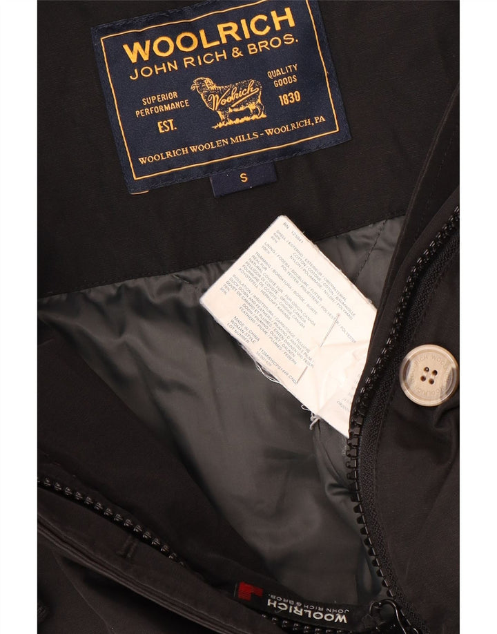 Casaco acolchoado com capuz feminino Woolrich Reino Unido 10 pequeno algodão preto