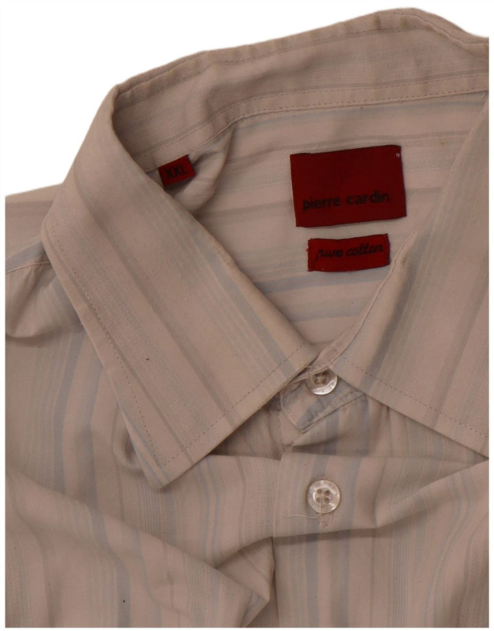 PIERRE CARDIN Camisa masculina de manga curta 2XL algodão listrado azul