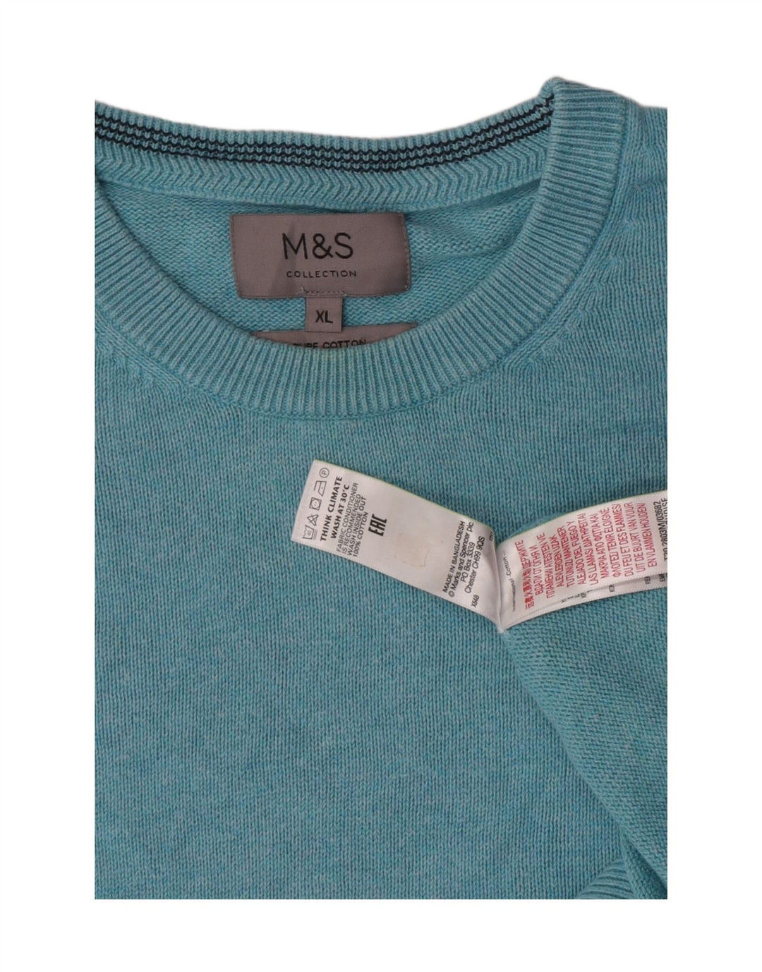 Suéter masculino Marks & Spencer com gola redonda XL algodão azul