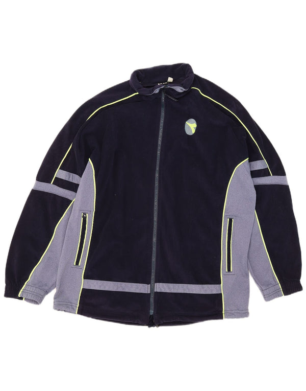 Diadora Mens Velour Tracksuit Top Jacket UK 42 Grande Azul Marinho Colourblock
