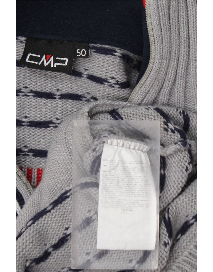 Suéter cardigã masculino com zíper completo CMP IT 50 cinza médio Fair Isle Acrílico