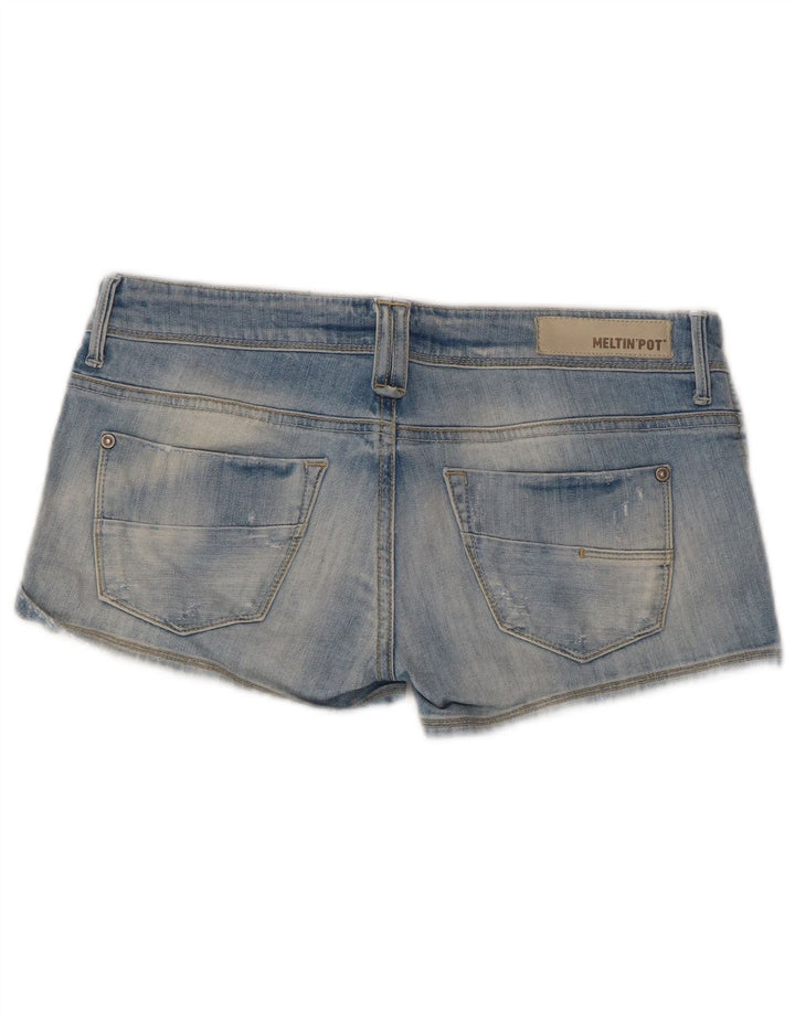 MELTIN' POT Shorts jeans feminino de cintura baixa W30 algodão azul médio