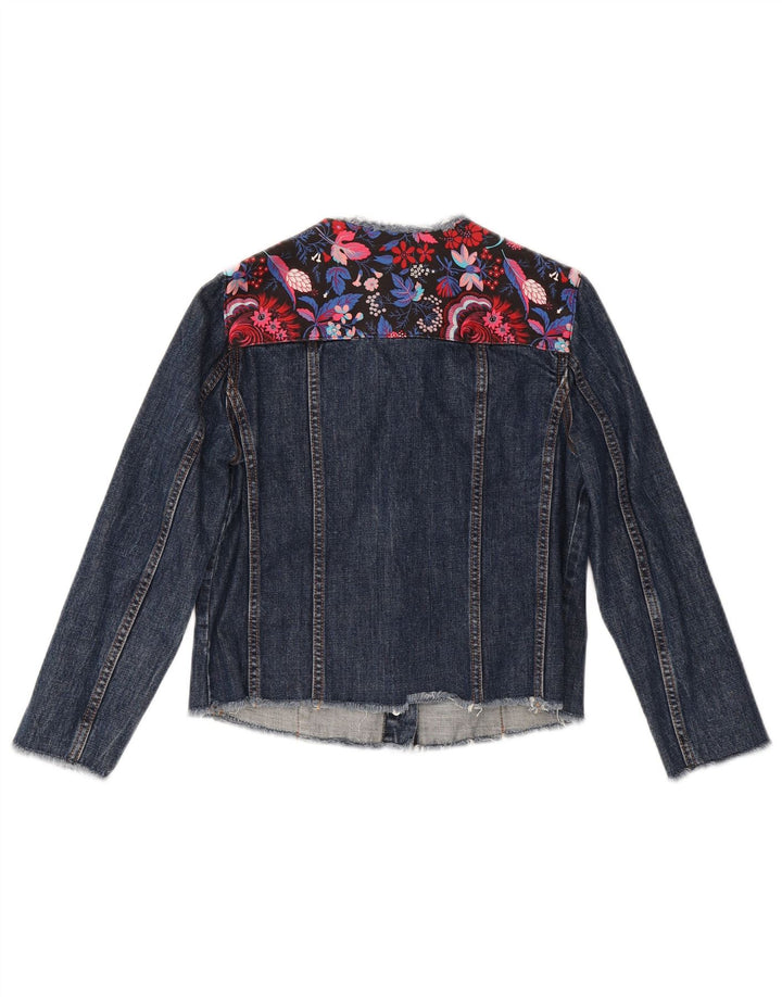 Jaqueta jeans feminina MSGM manga 3/4 IT 40 pequena azul marinho floral