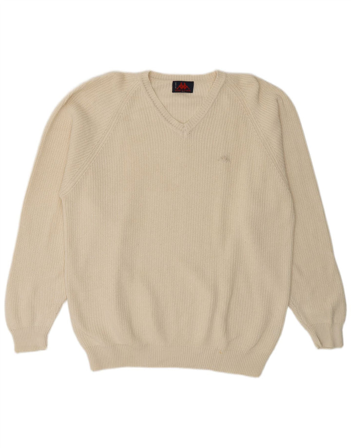 Suéter masculino KAPPA com decote em V XL algodão branco