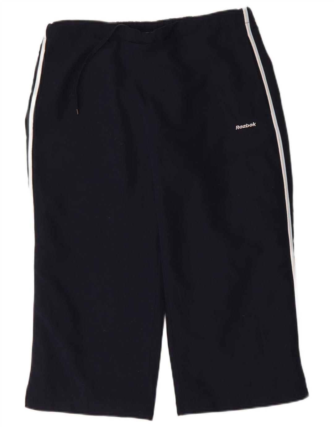 Reebok Womens Capri Calças de treino UK 12 Médio Azul Marinho Poliéster