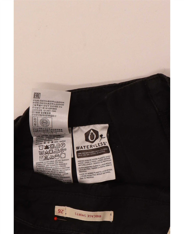Shorts jeans feminino Levi's Ribcage W26 pequeno algodão preto