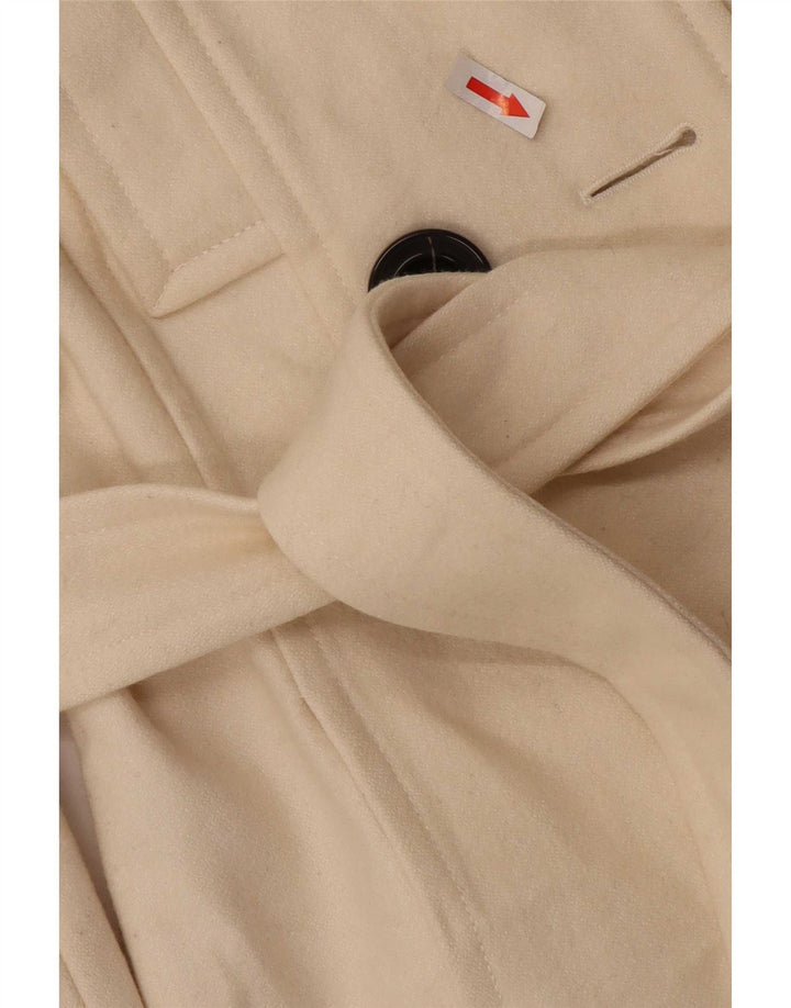 Casaco feminino Zara Pea Coat UK 12 médio off white lã