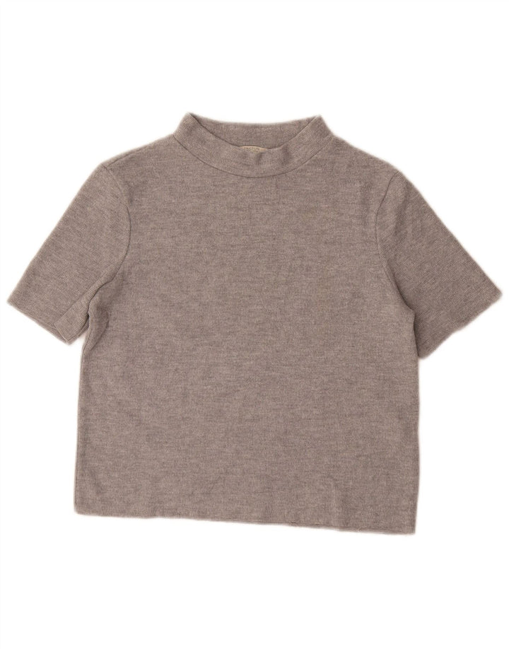 Camiseta Zara Feminina Crop Top UK 12 Cinza Médio