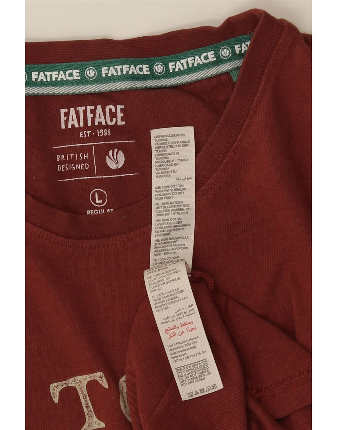 Camiseta masculina FAT FACE de ajuste regular com estampa gráfica grande de algodão vermelho