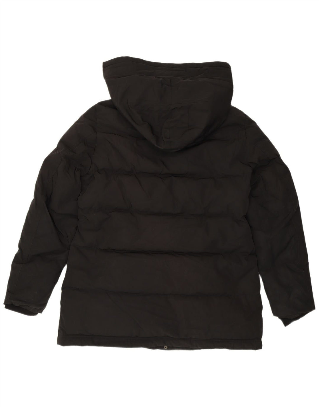 Jaqueta acolchoada com capuz feminina Zara UK 14 grande poliéster preto