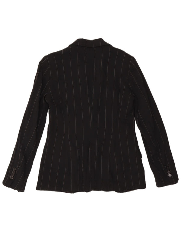 Jaqueta blazer feminina Zara com 1 botão UE 38 pequena rayon listrada preta