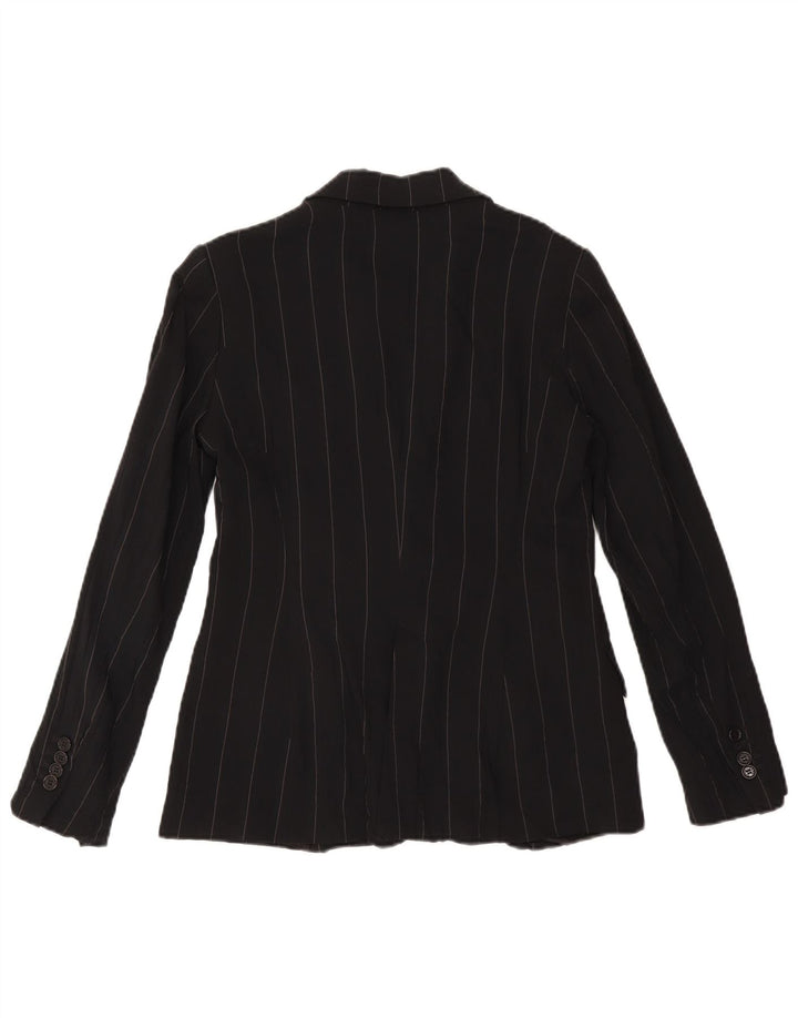 Jaqueta blazer feminina Zara com 1 botão UE 38 pequena rayon listrada preta