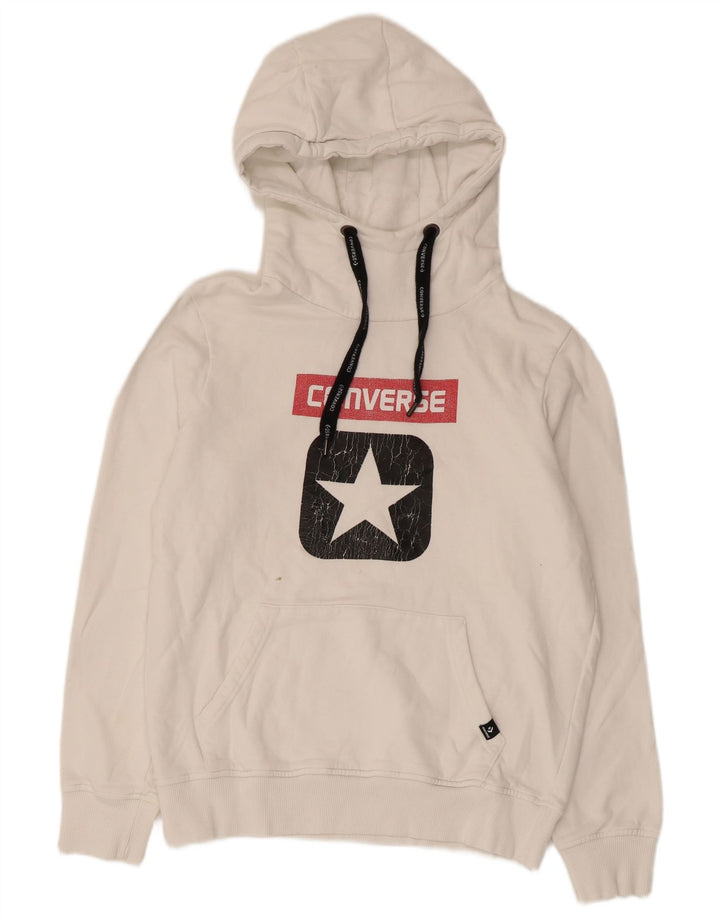 Converse feminino gráfico moletom com capuz UK 14 médio algodão branco