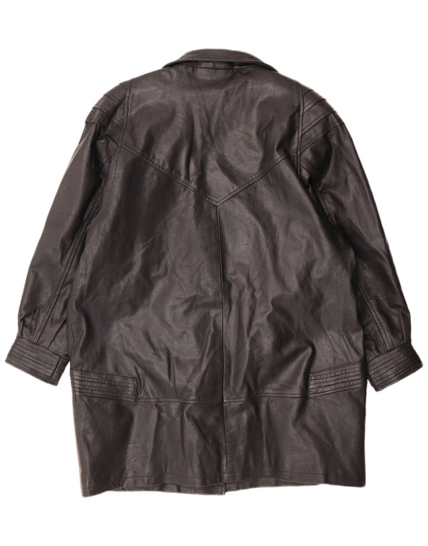 Casaco de couro feminino VINTAGE UK 18 XL couro preto