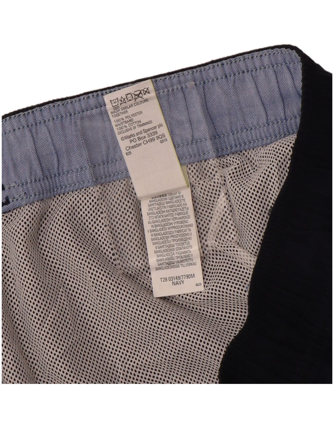 Shorts de natação masculino Marks & Spencer médio azul marinho poliéster