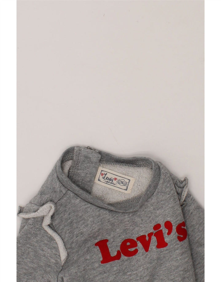 LEVI'S Baby Girls Graphic Sweatshirt Jumper 6-9 Months Grey Cotton Vintage Levi's and Second-Hand Levi's from Messina Hembry 