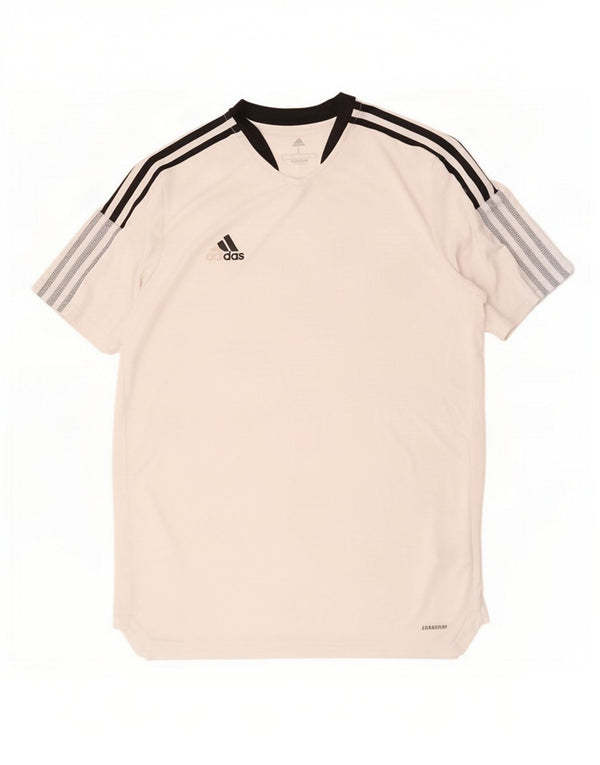 Adidas Mens Aeroready Camiseta Top Grande Branco Colorblock Poliéster