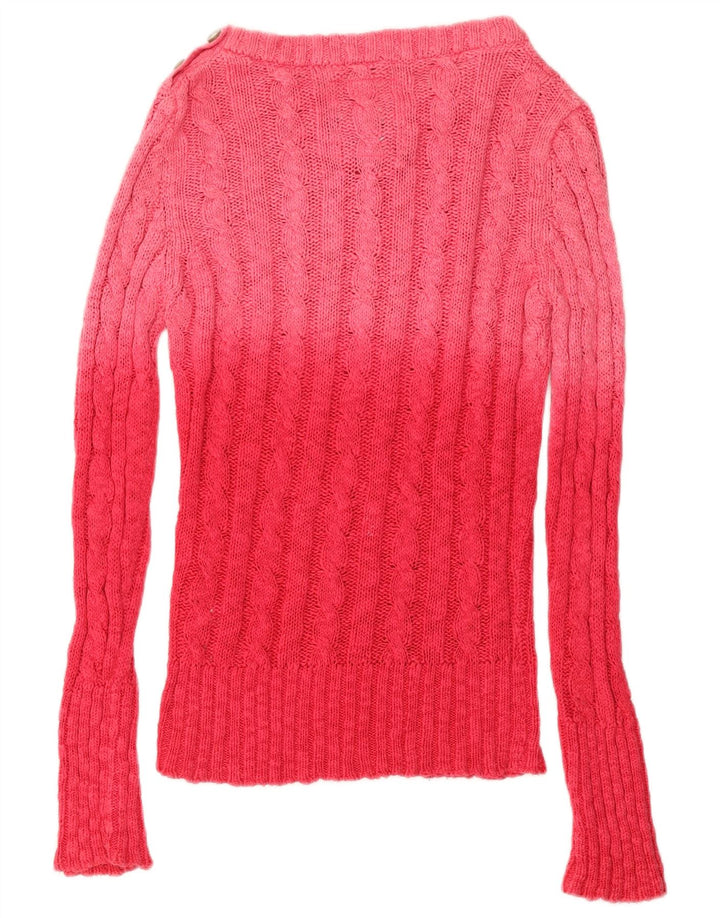Suéter feminino Superdry com gola redonda UK 6 XS rosa algodão colorblock
