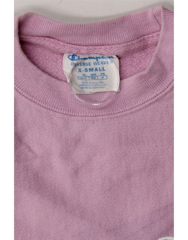 CHAMPION Womens Oversized Sweatshirt Jumper UK 6 XS Pink Cotton Vintage Champion and Second-Hand Champion from Messina Hembry 
