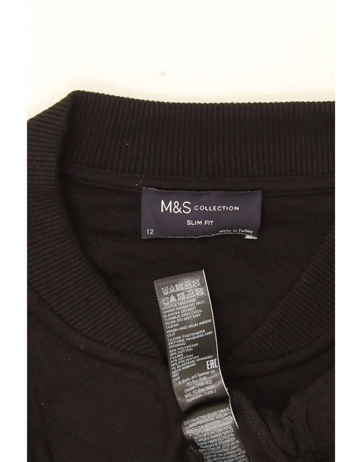 Jaqueta acolchoada feminina Marks & Spencer Slim Fit Reino Unido 12 algodão preto médio
