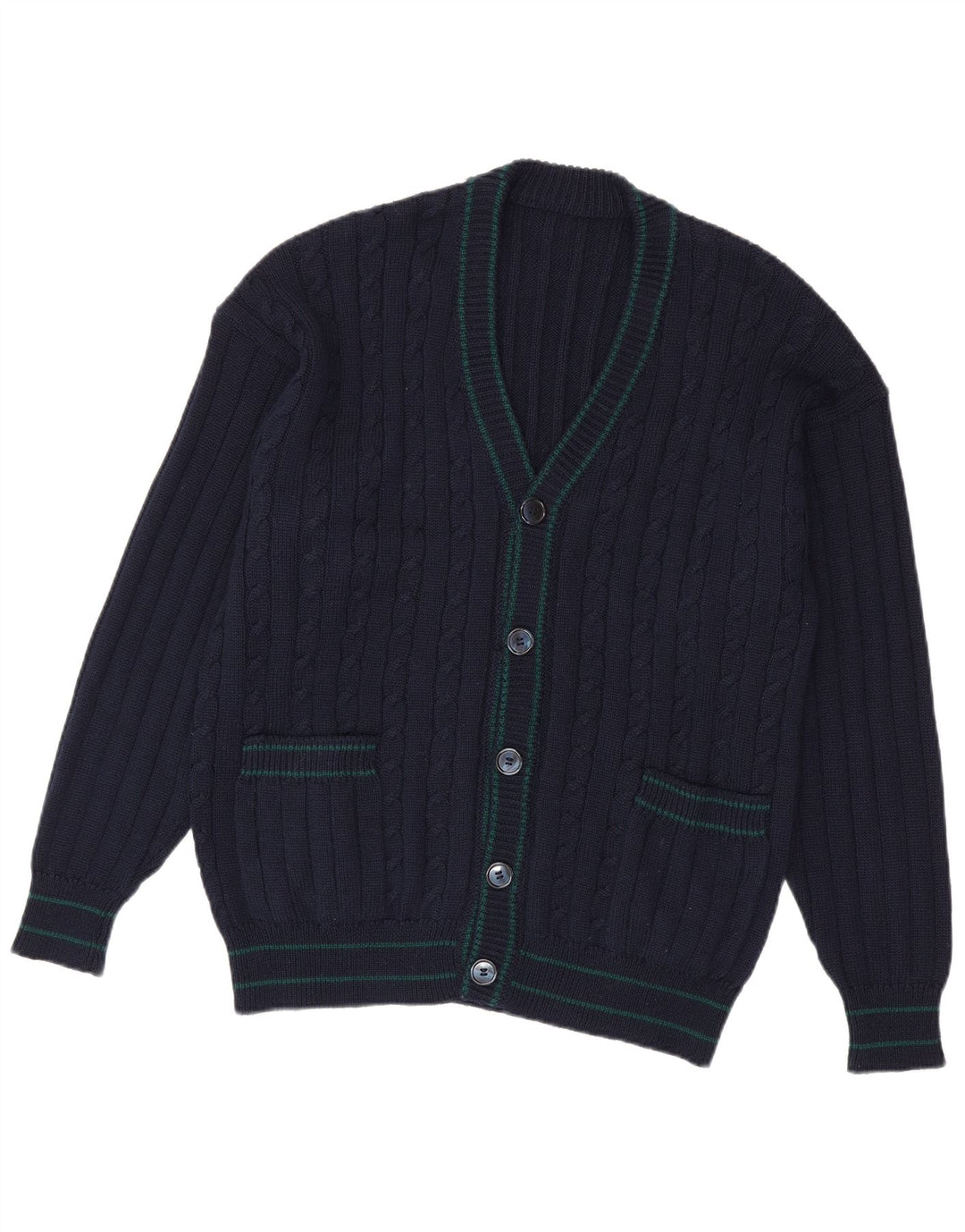 Suéter Cardigan Masculino Vintage Médio Azul Marinho