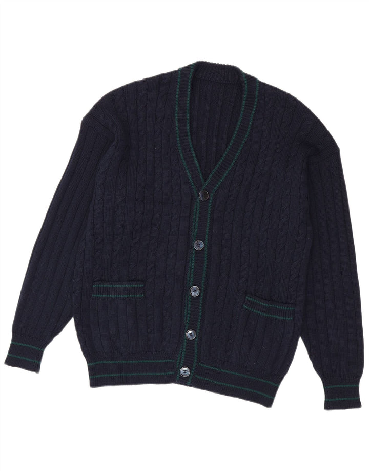 Suéter Cardigan Masculino Vintage Médio Azul Marinho