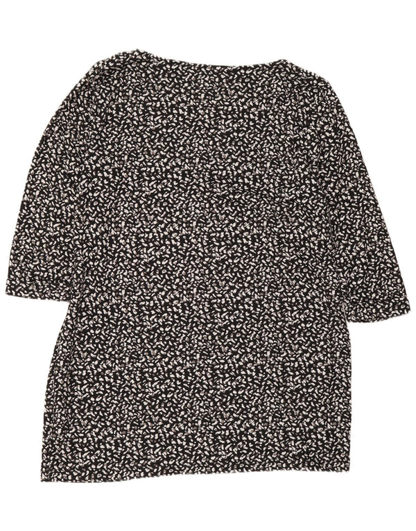 Túnica feminina Marks & Spencer manga 3/4 UK 18 XL preta estampa animal