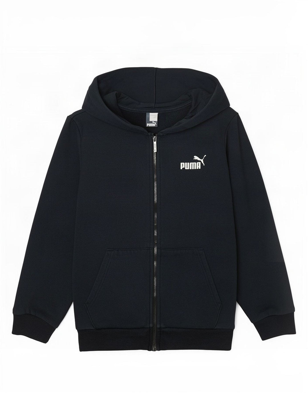 Suéter masculino Puma com capuz e zíper pequeno algodão azul marinho