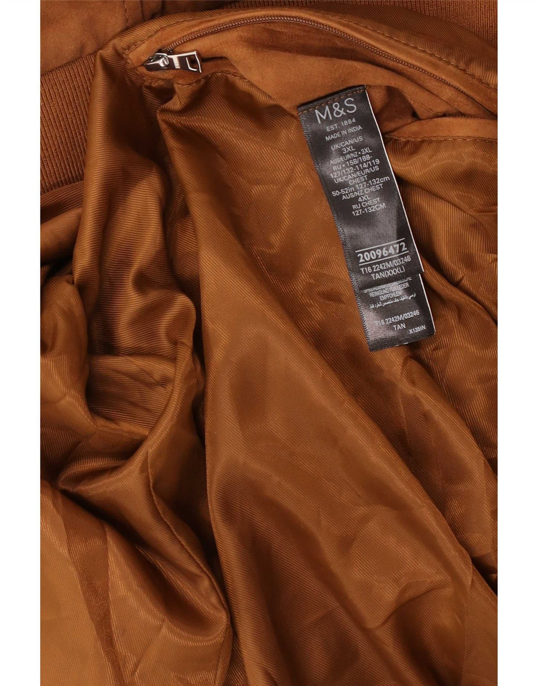 Jaqueta bomber masculina de camurça Marks & Spencer Reino Unido 46 3XL couro marrom