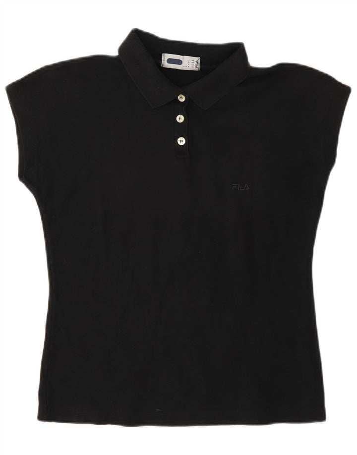 Camisa polo feminina Fila IT 46 grande algodão preto