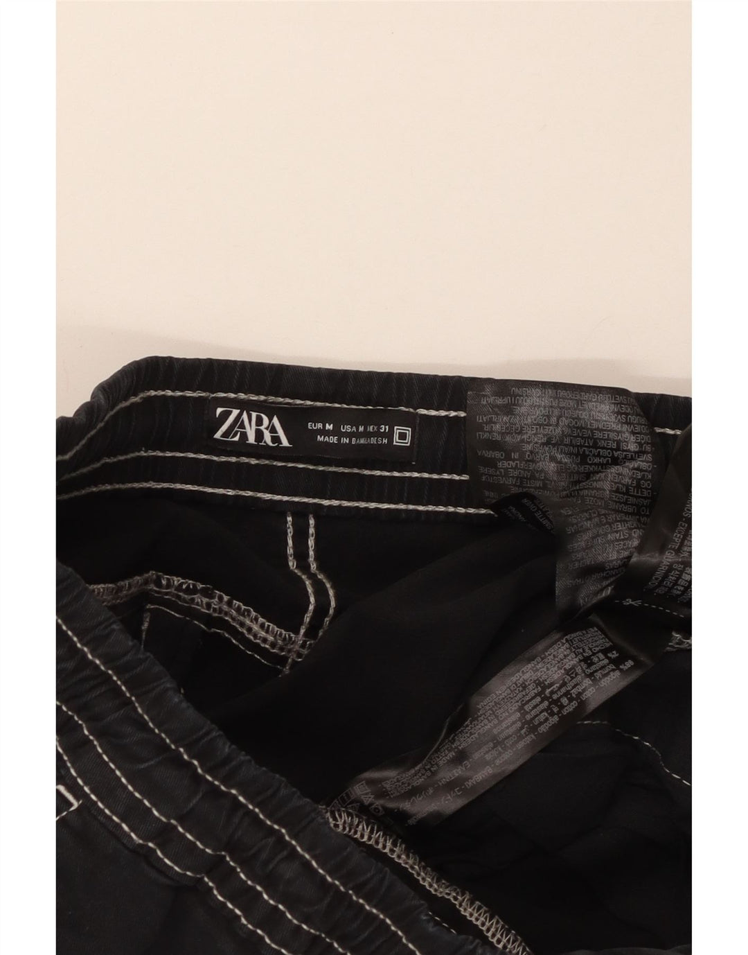 Zara Mens Joggers Cargo Calças Médio W31 L26 Azul Marinho Algodão