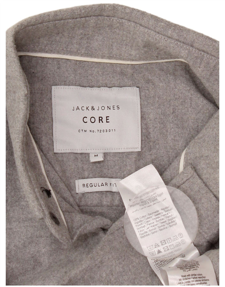 Camisa masculina de flanela JACK & JONES regular fit algodão cinza médio