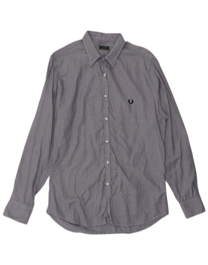 Camisa masculina FRED PERRY de algodão listrado azul médio