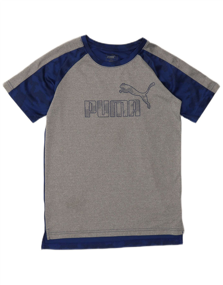 Camiseta PUMA Boys Graphic 14-15 Anos Grande Cinza Colorblock Poliéster
