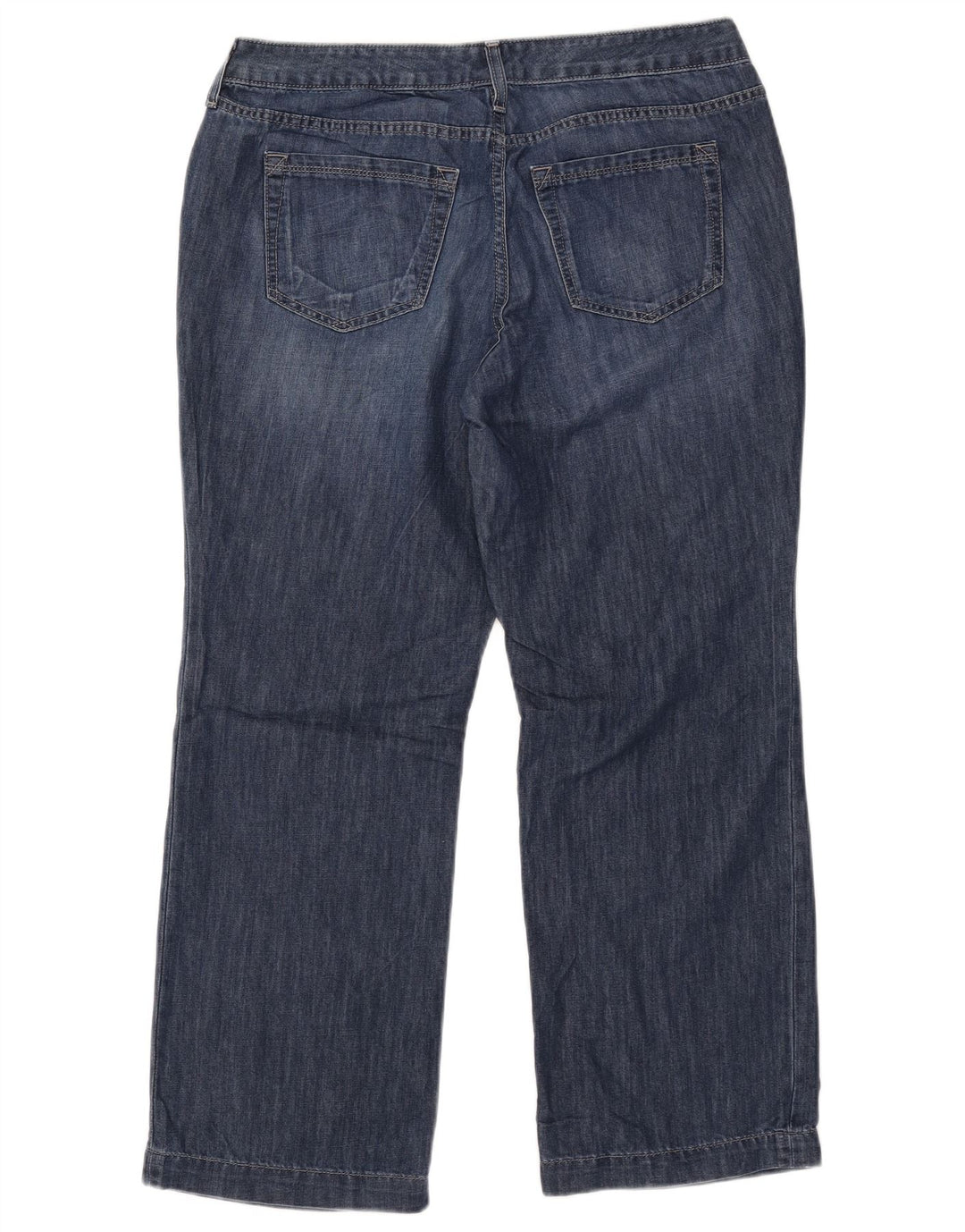 Calça jeans feminina Eddie Bauer curvilínea reta US 12 grande W35 L27 algodão azul