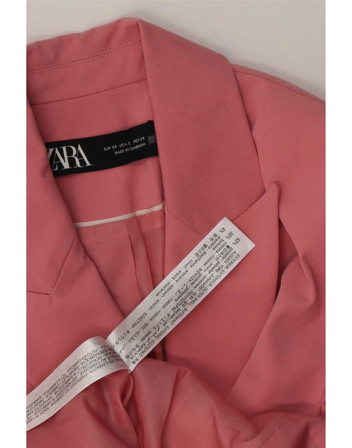 Jaqueta blazer feminina Zara com 1 botão EU 34 2XS rosa poliéster