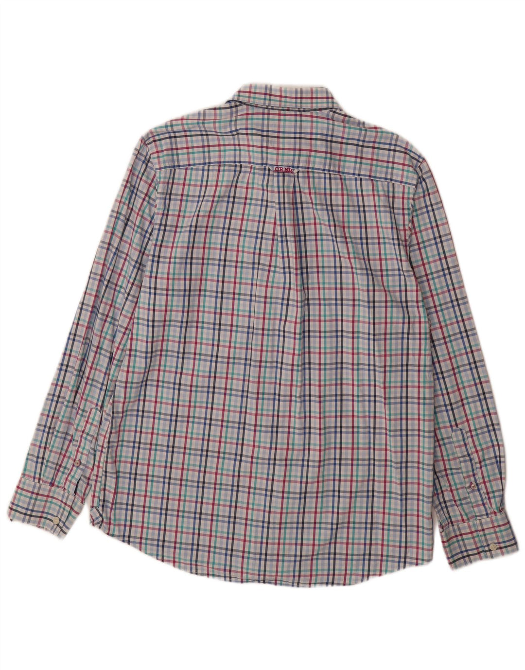 CREW CLOTHING Camisa masculina grande de algodão xadrez azul