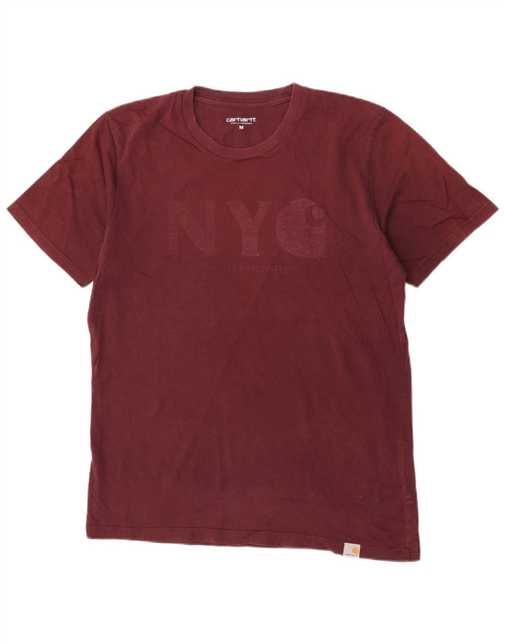Camiseta gráfica masculina Carhartt Top médio algodão Borgonha
