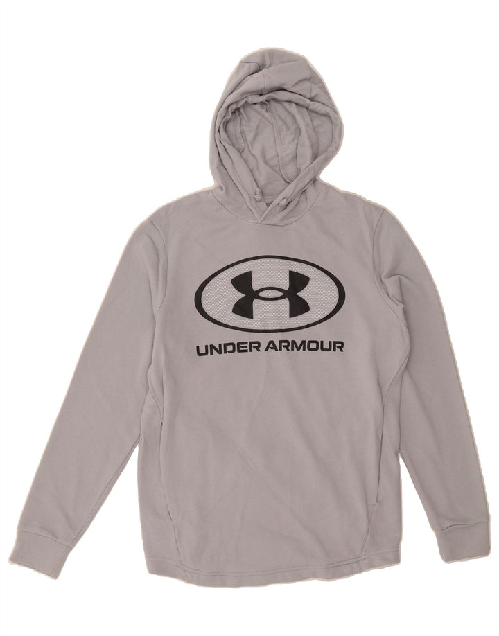 UNDER ARMOUR Mens Graphic Hoodie Jumper Small Grey Cotton Vintage Under Armour and Second-Hand Under Armour from Messina Hembry 